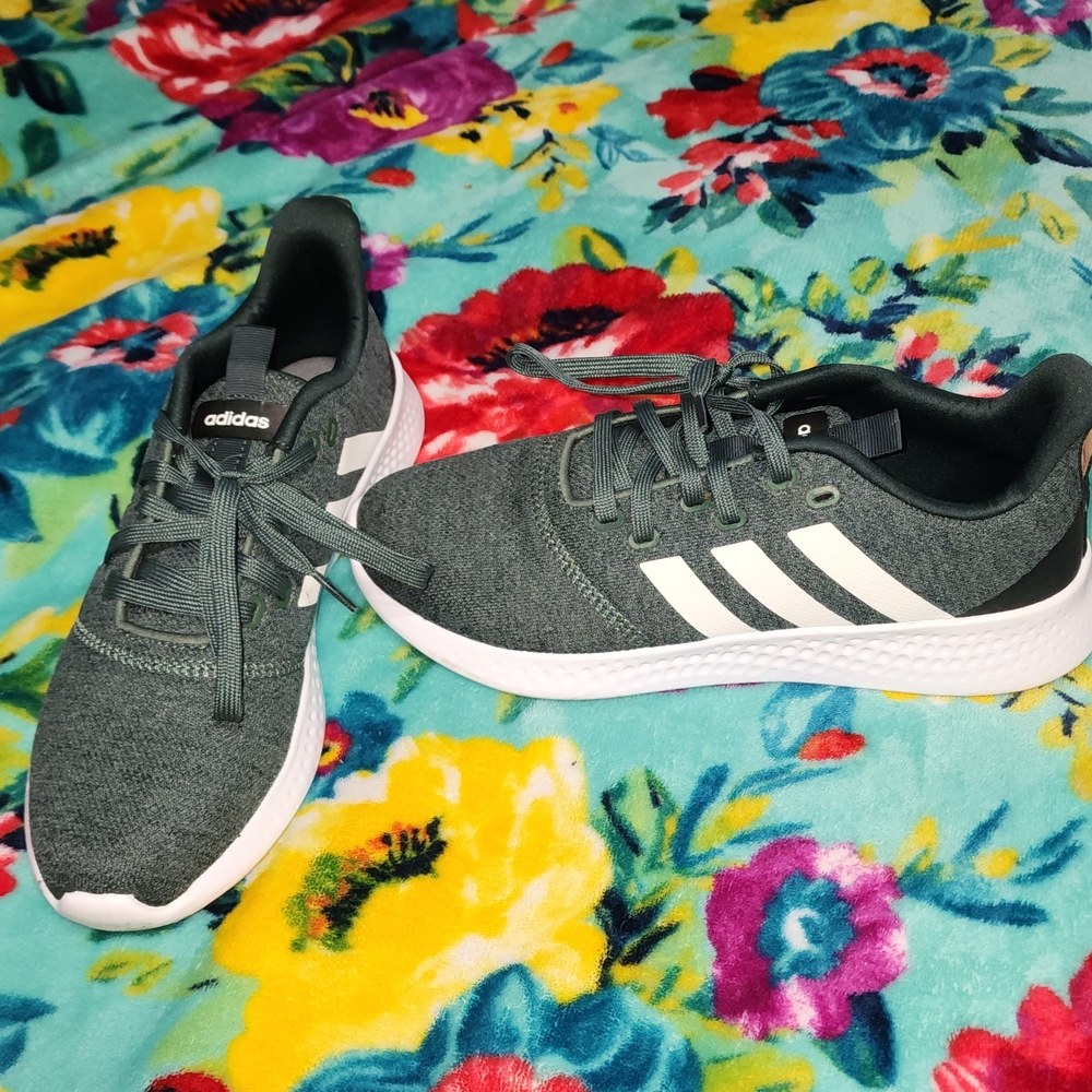 Adidas Dark Green Sneakers with White Stripes